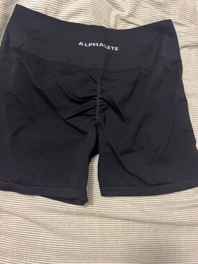 Alphalete Black High-Waist Ruched Bike Shorts